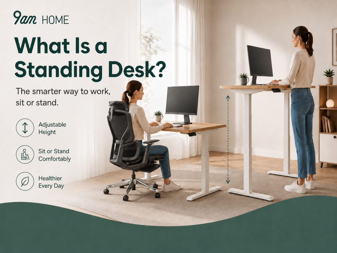 Height adjustable standing desk allowing users to switch between sitting and standing positions