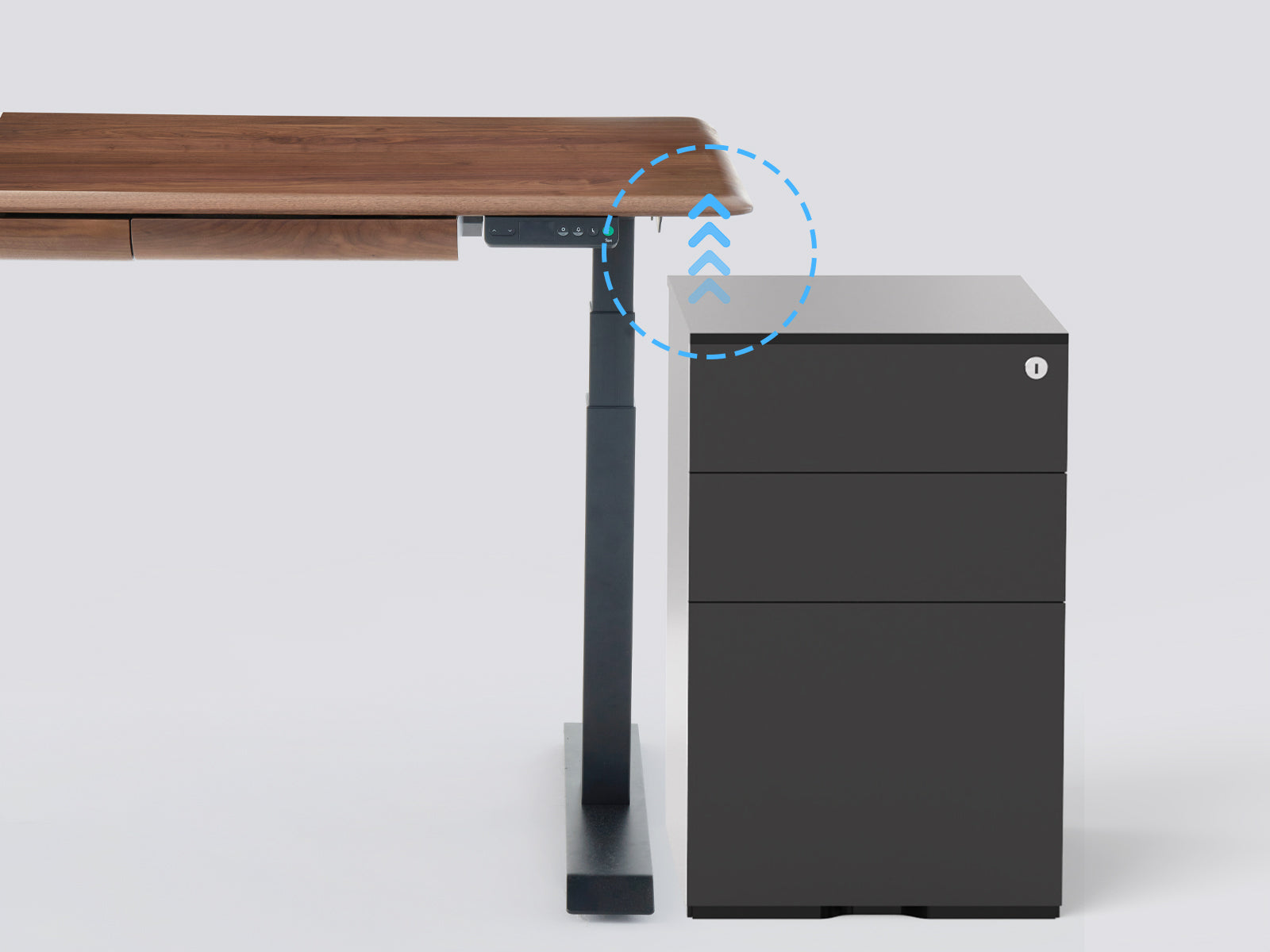 Pesk Pro Dual Black Walnut Smart Electric Standing Desk Responsive Six-Axis Sensor With Anti-Collision Function