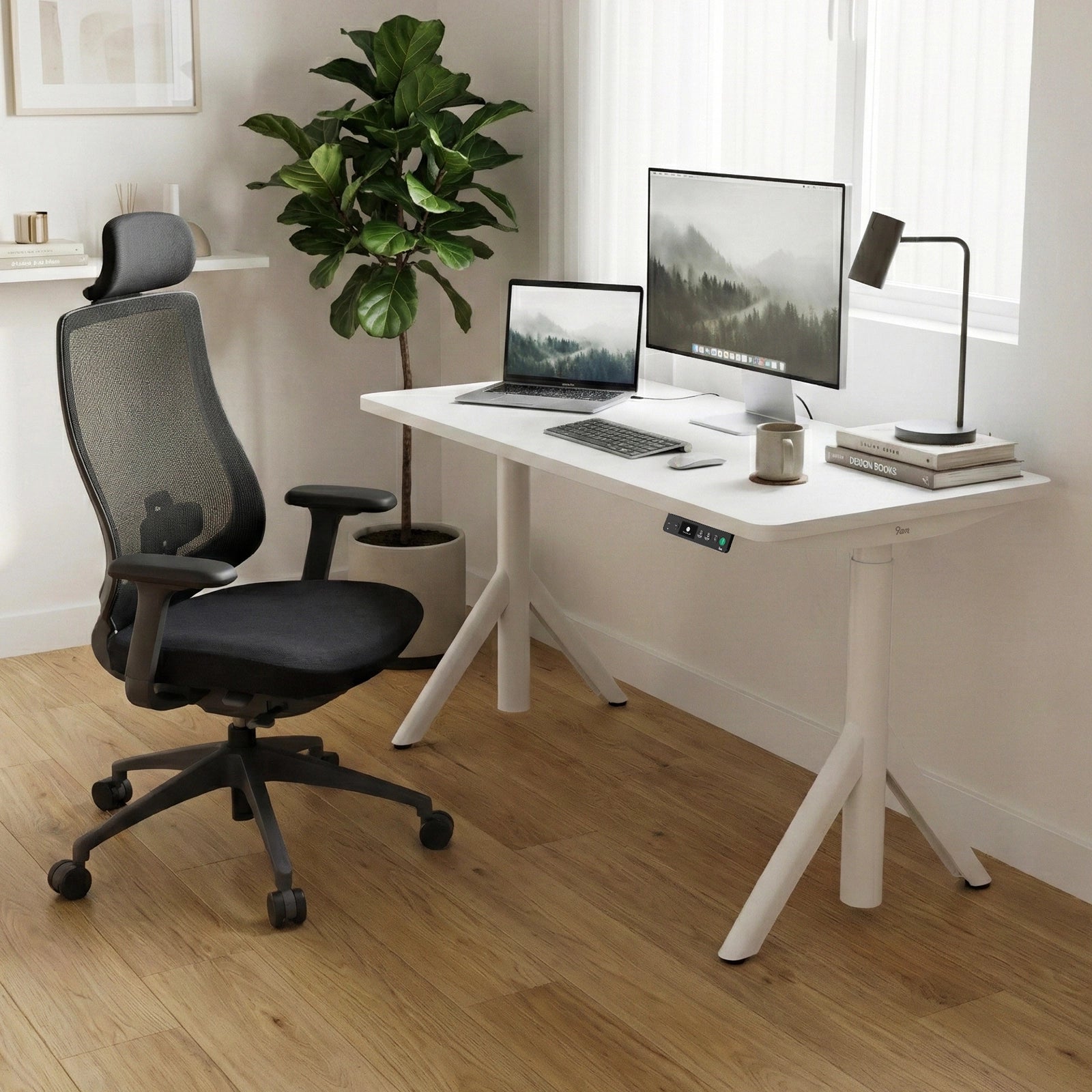 Robin Standing Desk and Newton Ergonomic Chair Set