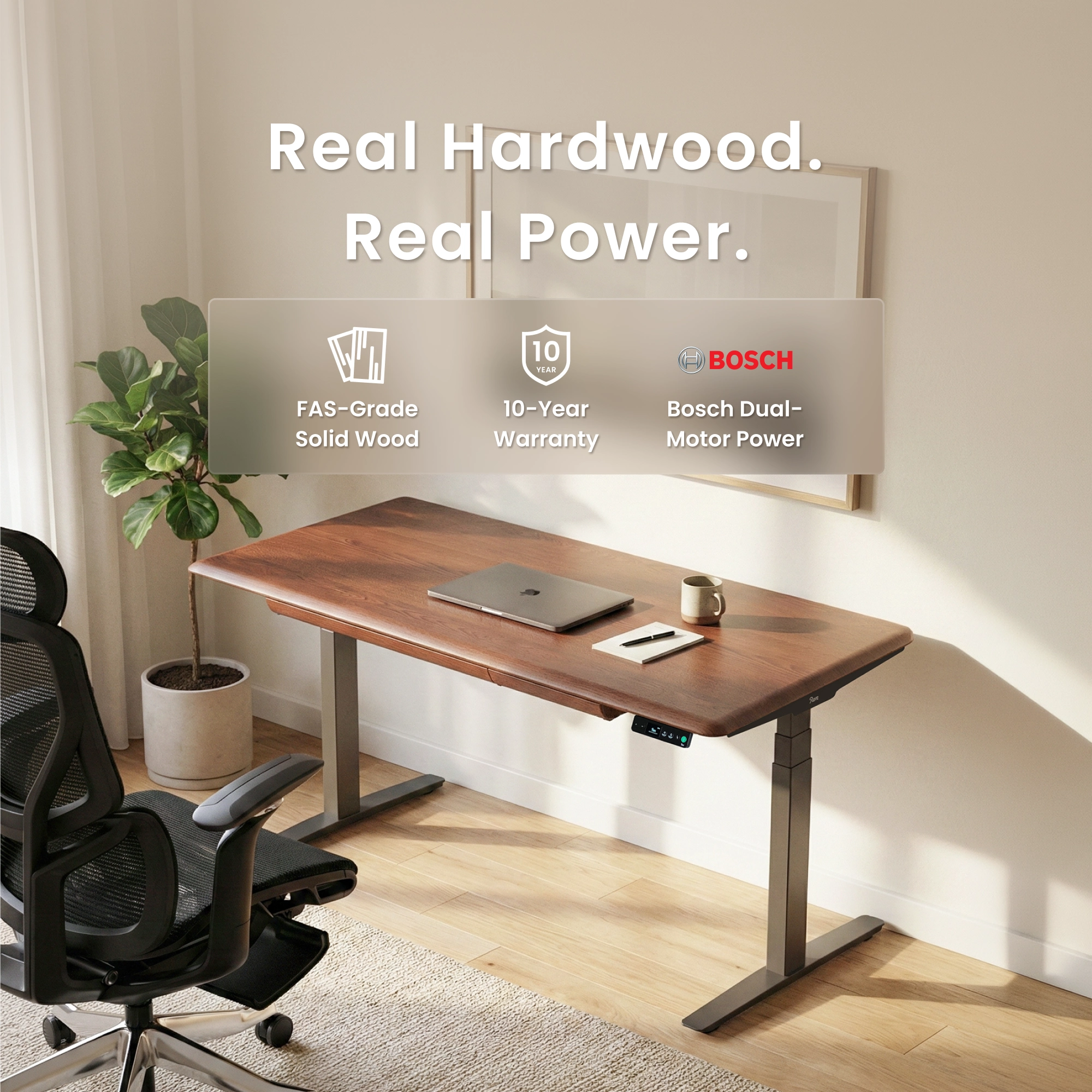 Pesk Pro Hardwood Home Office Electric Standing Desk