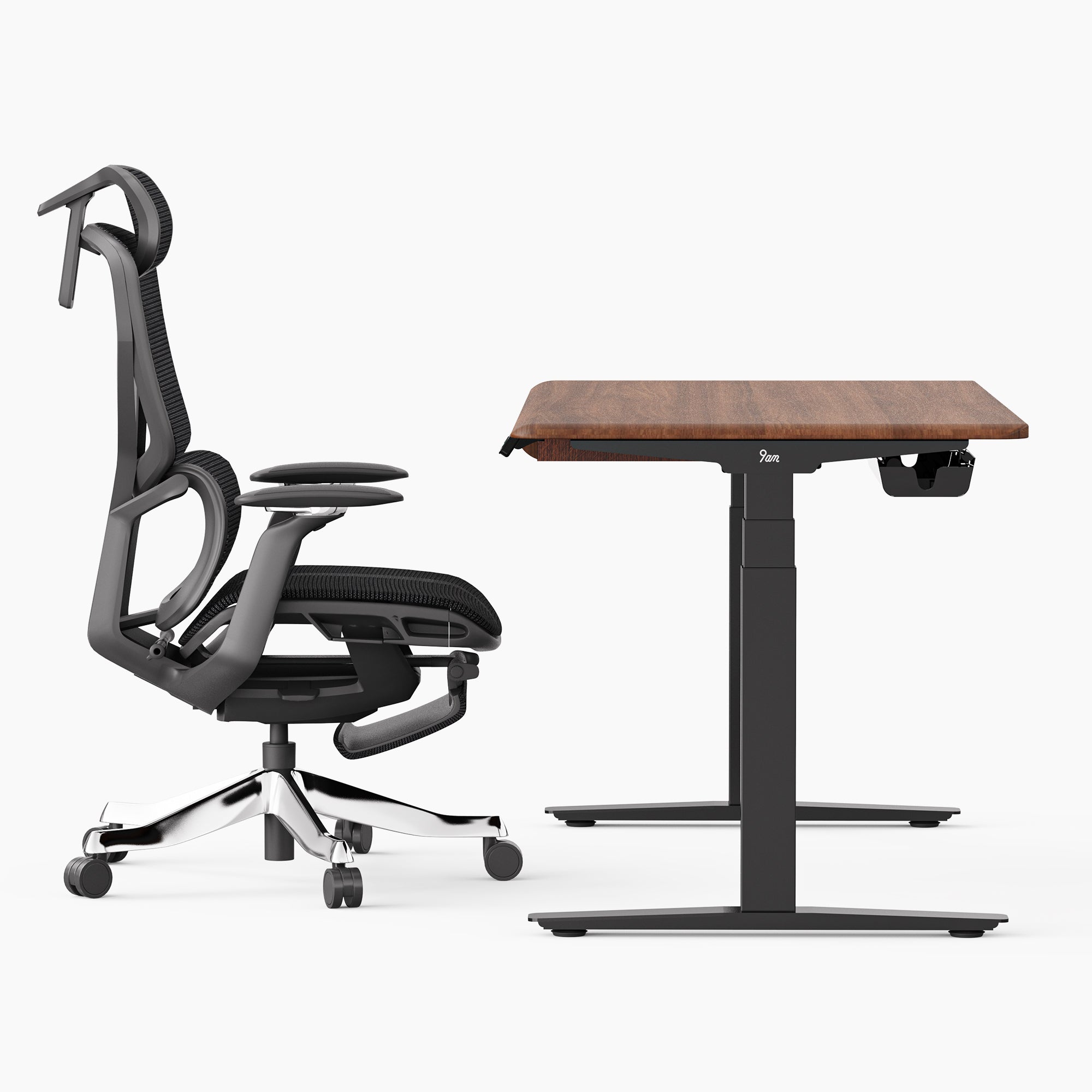 Hardwood Standing Desk & Ergonomic Chair Set