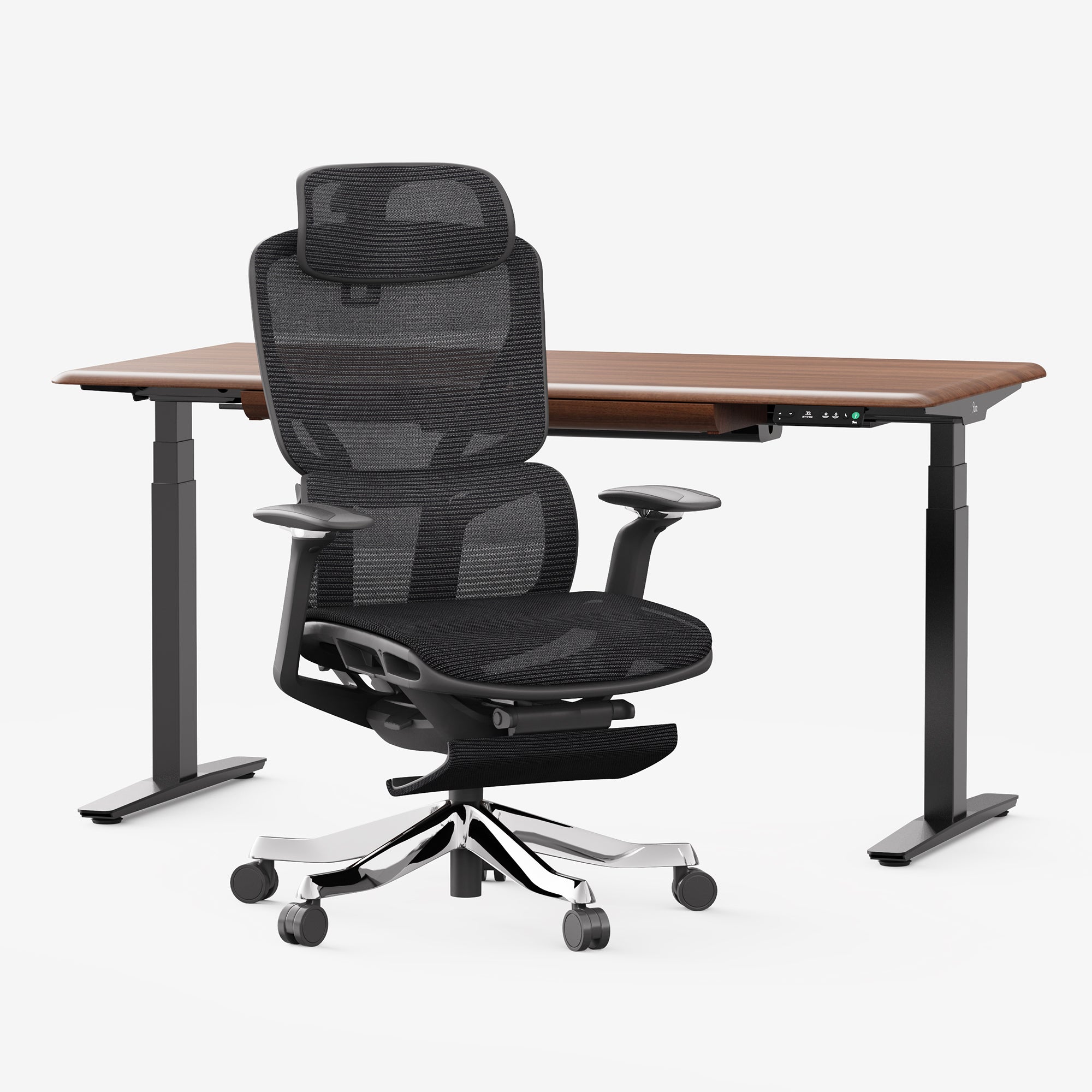 Hardwood Standing Desk & Ergonomic Chair Set