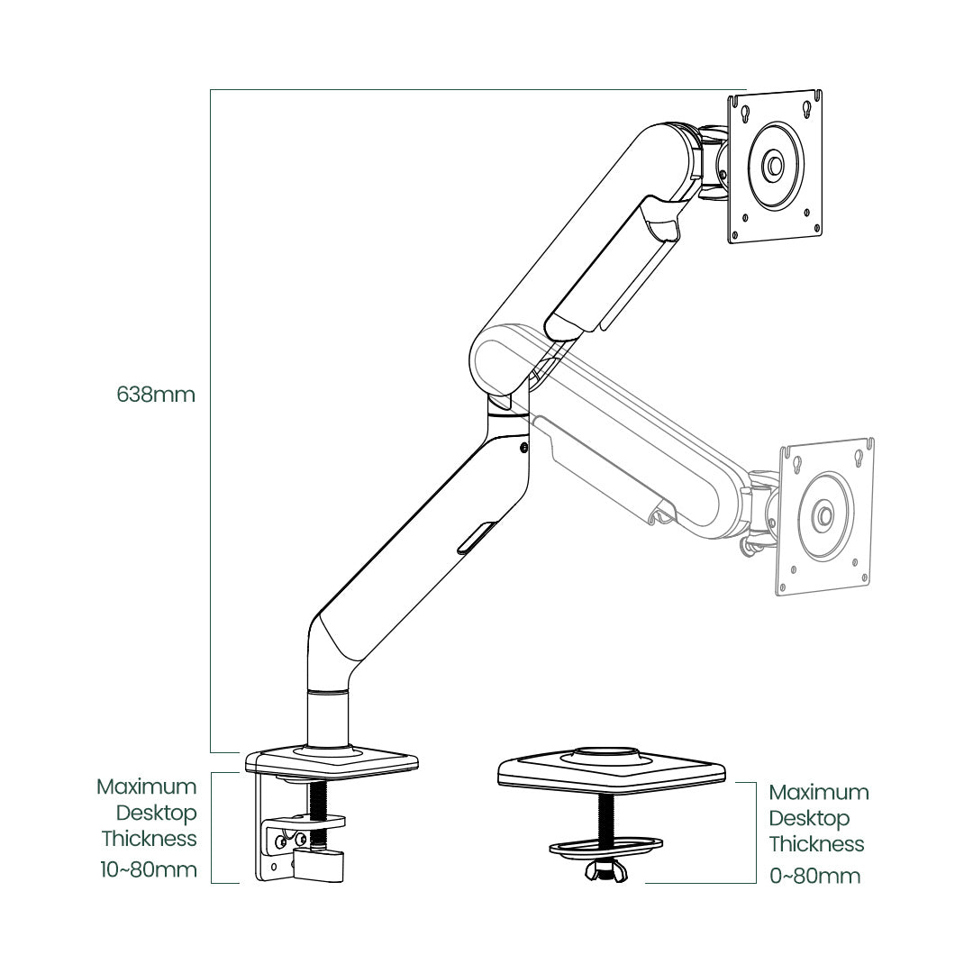 Single PC Monitor Arm Computer Screen Desktop Mount