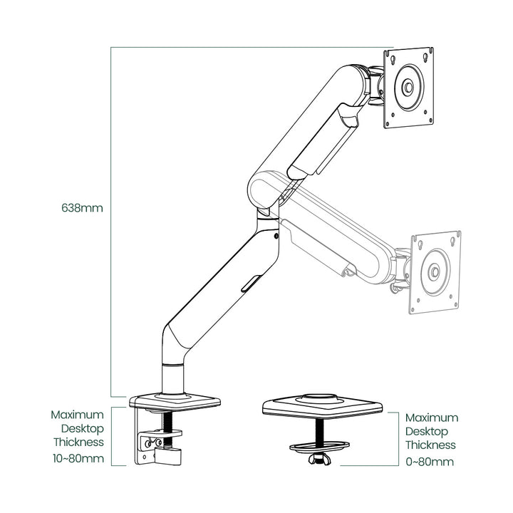 Single PC Monitor Arm Computer Screen Desktop Mount