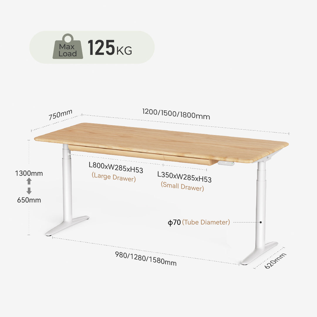 Atom Pro Ash Solid Wood Home Office Stand Up Desk