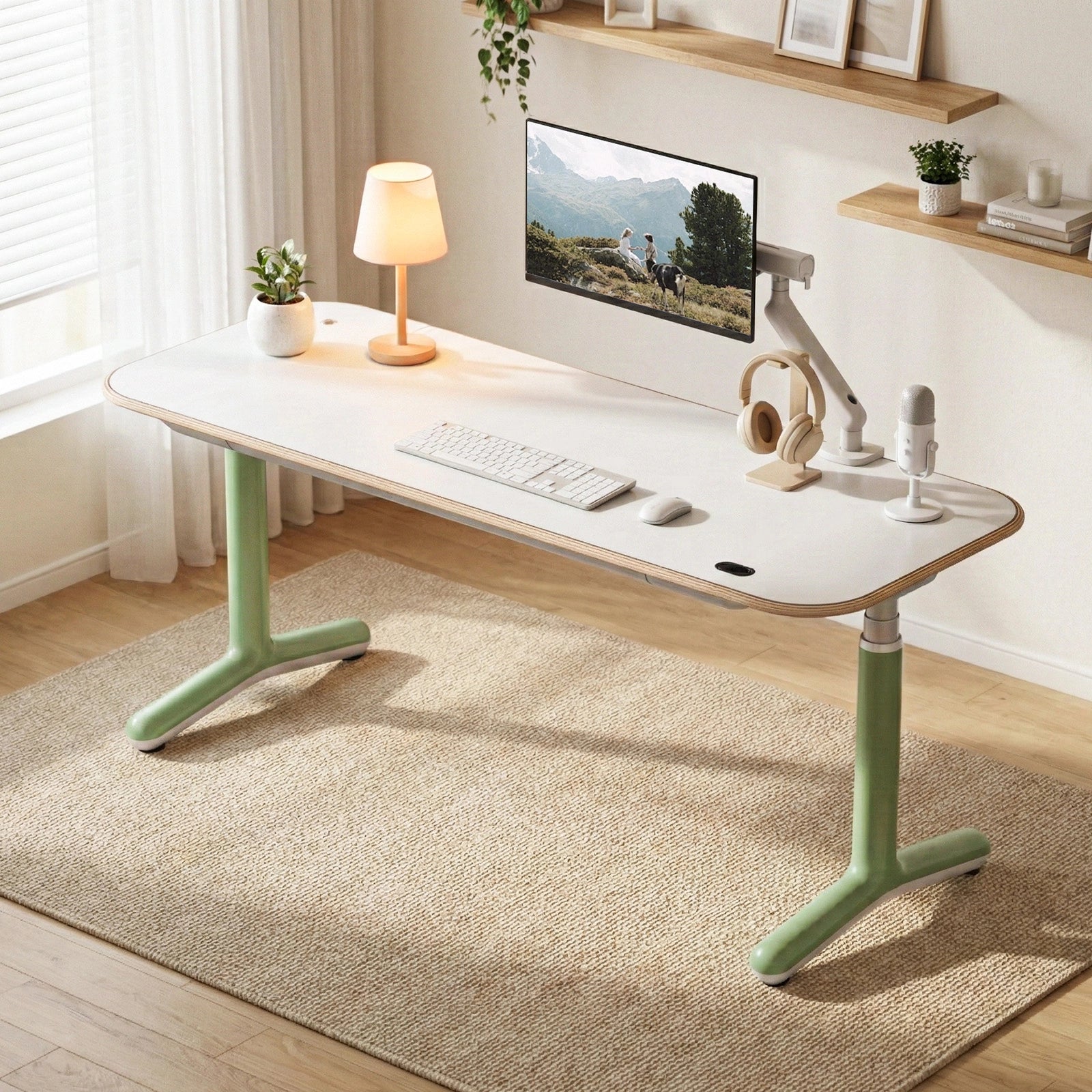 Dora Pro Hardwood Smart Electric Standing Desk Setup