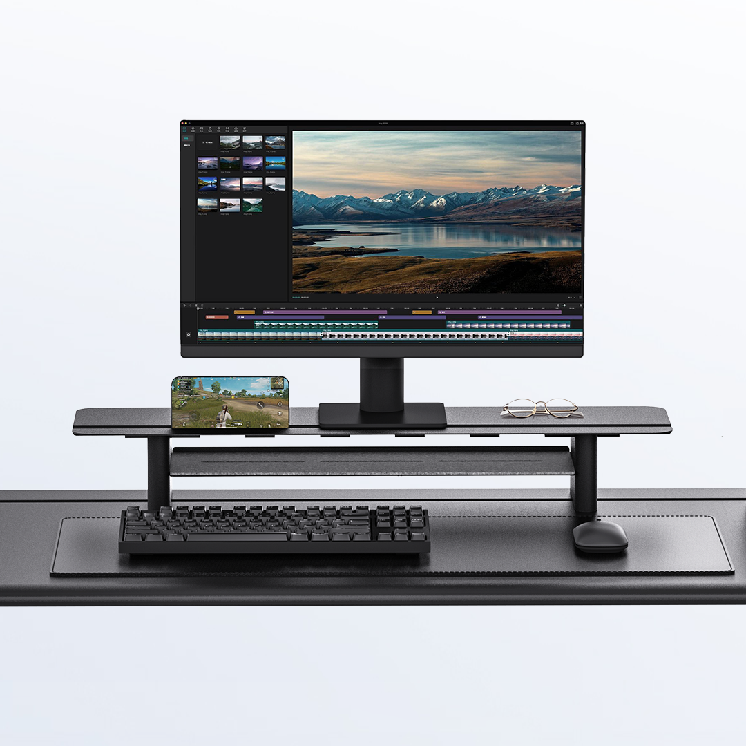 Two-Tier Metal Computer Monitor Riser Desk Organizer