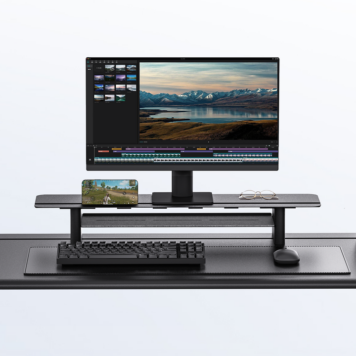 Two-Tier Metal Computer Monitor Riser Desk Organizer