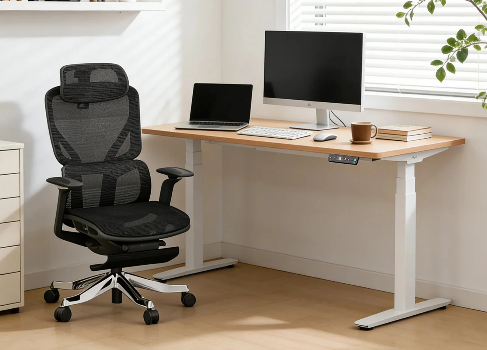 Pesk Standing Desk and Galileo Chair Set