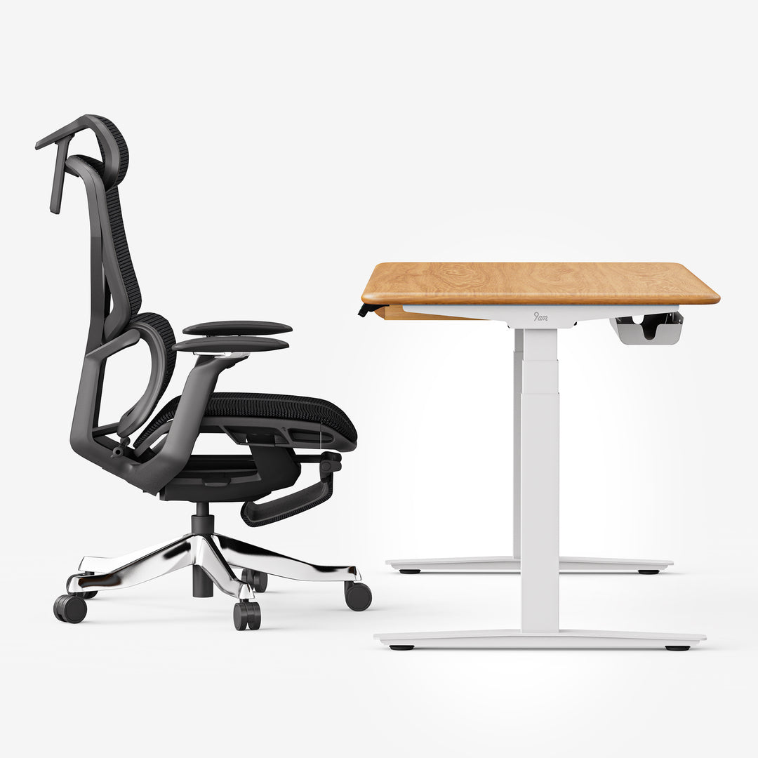 Hardwood Standing Desk & Ergonomic Chair Set