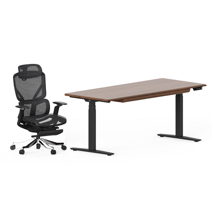 Solid Wood Standing Desk & Ergonomic Chair Set