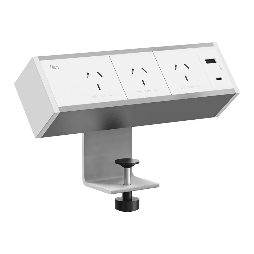 Desk Clamp Power Board  3 GPO 1 USB A 1 Type C