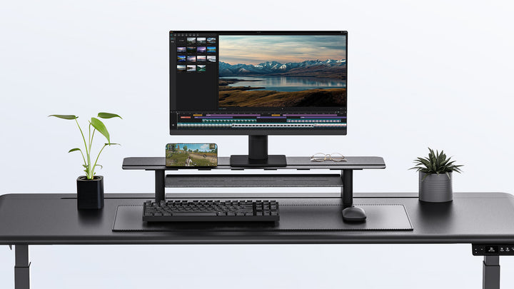 Two-Tier Metal Computer Monitor Riser Desk Organizer