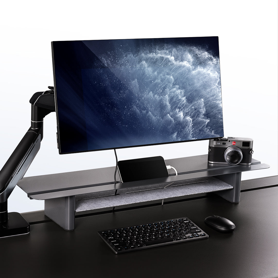 Two-Tier Metal Computer Monitor Riser Desk Organizer