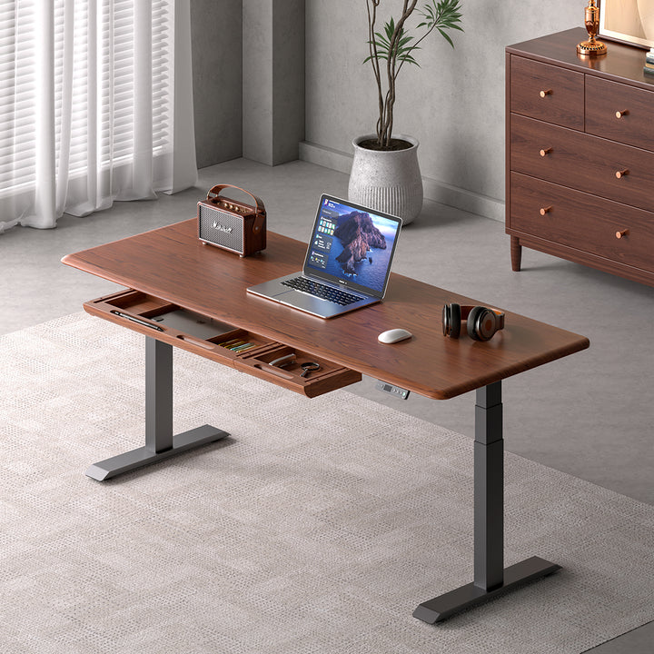 Pesk Pro Walnut Hardwood Dual Electric Standing Desk
